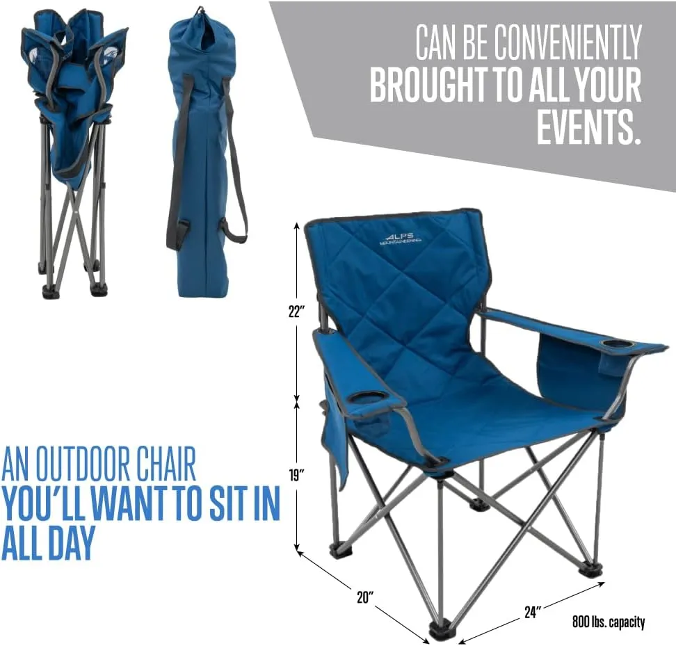 ALPS Mountaineering King Kong Camping Chairs for Adults with Mesh Cup Holders and Pockets, Built Durable and Reliable with Compact Foldable Steel Frame