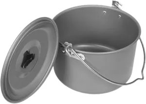 Aluminum Camping Pot Set with Lid Portable Campfire Cooking Pot for People Lightweight Outdoor Cookware for Hiking Picnics Bbqs and Family Gatherings