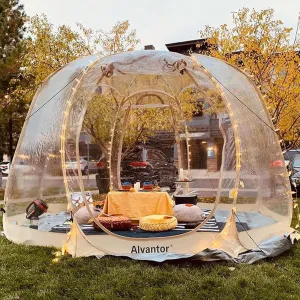 Alvantor Pop Up Bubble Tent - Large Oversize Weather Proof Pod - Cold Protection Camping Tent - Winter Tent Beige