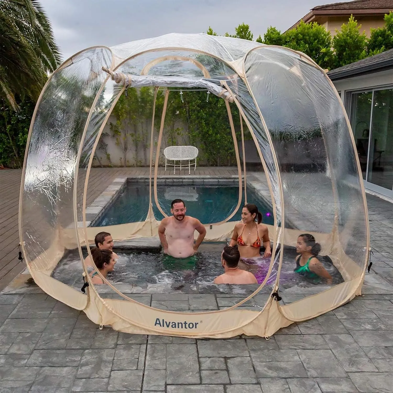 Alvantor Pop Up Bubble Tent - Large Oversize Weather Proof Pod - Cold Protection Camping Tent - Winter Tent Beige