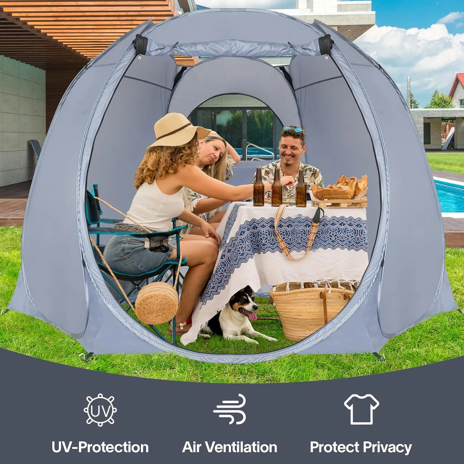 Alvantor Pop Up Screen Tent House Room Instant Outdoor Camping Canopy Sun Shelter Gazebo for Patio, Backyard & Deck, Privacy Tent(2-10 People, 8'x8' 10'x10' 12'x12')