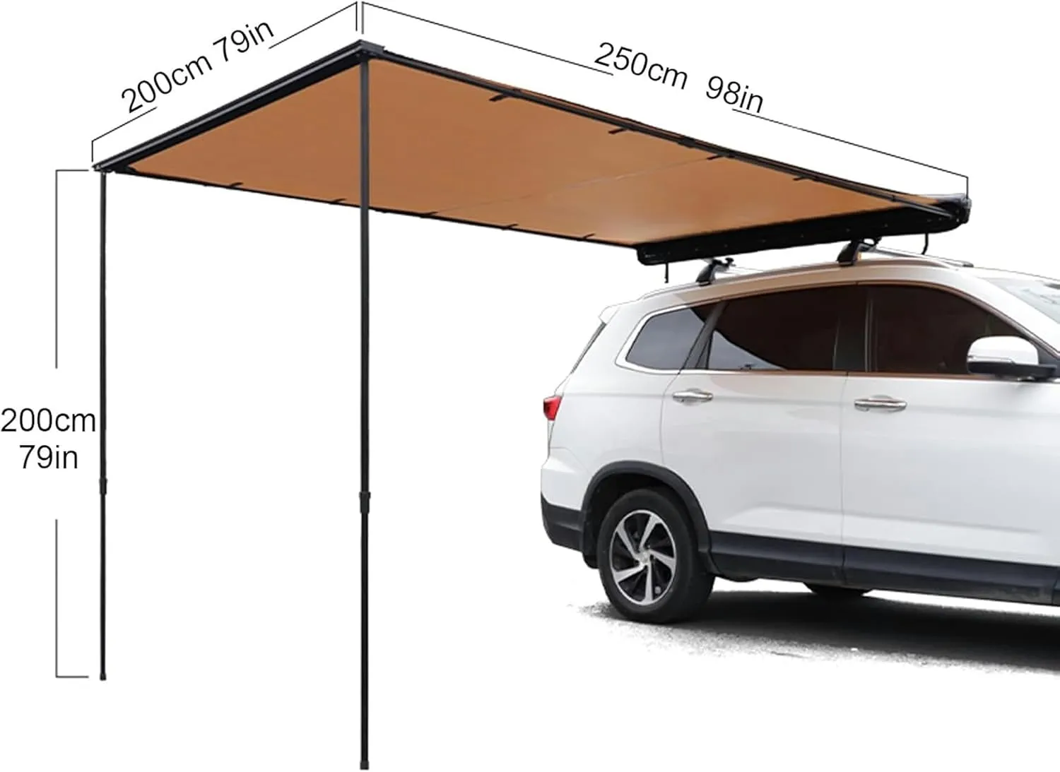 AMNOOL SUV Car Awning Truck UV 50  Removable Campaign Store On The Shadow Shelter PU3000 Mm for Open -Air Camping Travels (Size: 200 X 250cm (79in X 98in))