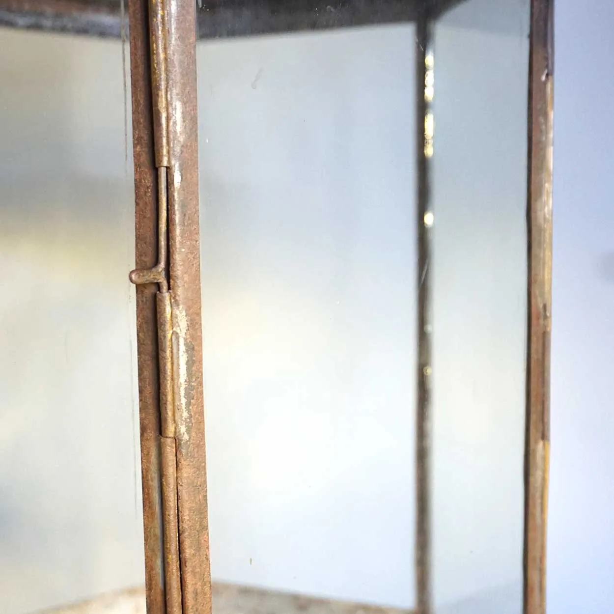 Anglo Indian Toleware and Glass Hexagonal Hanging Candle Lantern