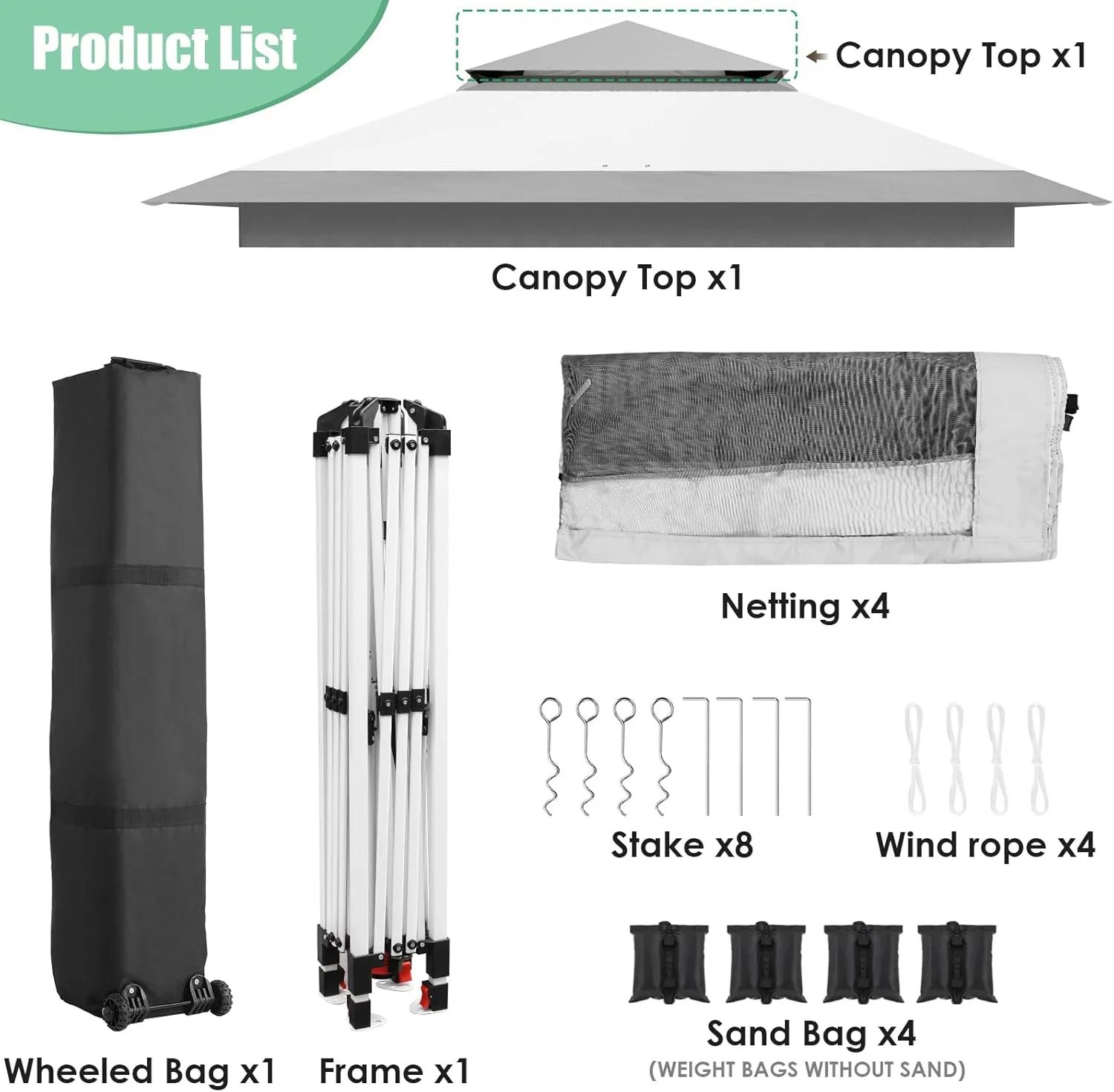 Arlopu Pop Up Gazebo Tent, Outdoor Instant Canopy, Easy Set-up Folding Shelter with Netting, Metal Frame, Screened House Shade Vented for Patio, Lawn, Party, Backyard, Garden (Grey, 13FT×13FT)