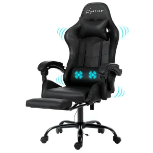 Artiss Gaming Chairs Massage Racing Recliner Leather Office Chair Footrest Black
