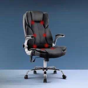 Artiss Massage Office Chair 8 Point PU Leather Office Chair - Black