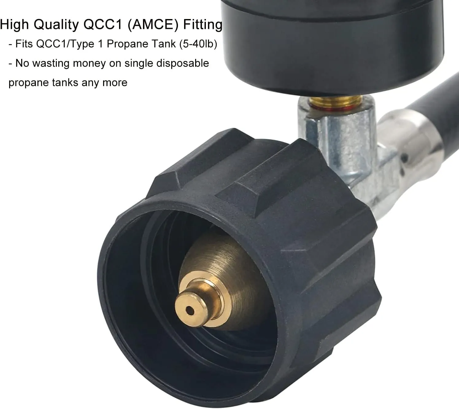 ATKKE Propane Hose Adapter 1lb to 20lb with Gauge, 4FT Propane Tank Grill Adapter Converter for Weber Q Grill, Mr. Heat Propane Heat, Blackstone 17/22‘’ Griddle, Coleman Camping Stove and More