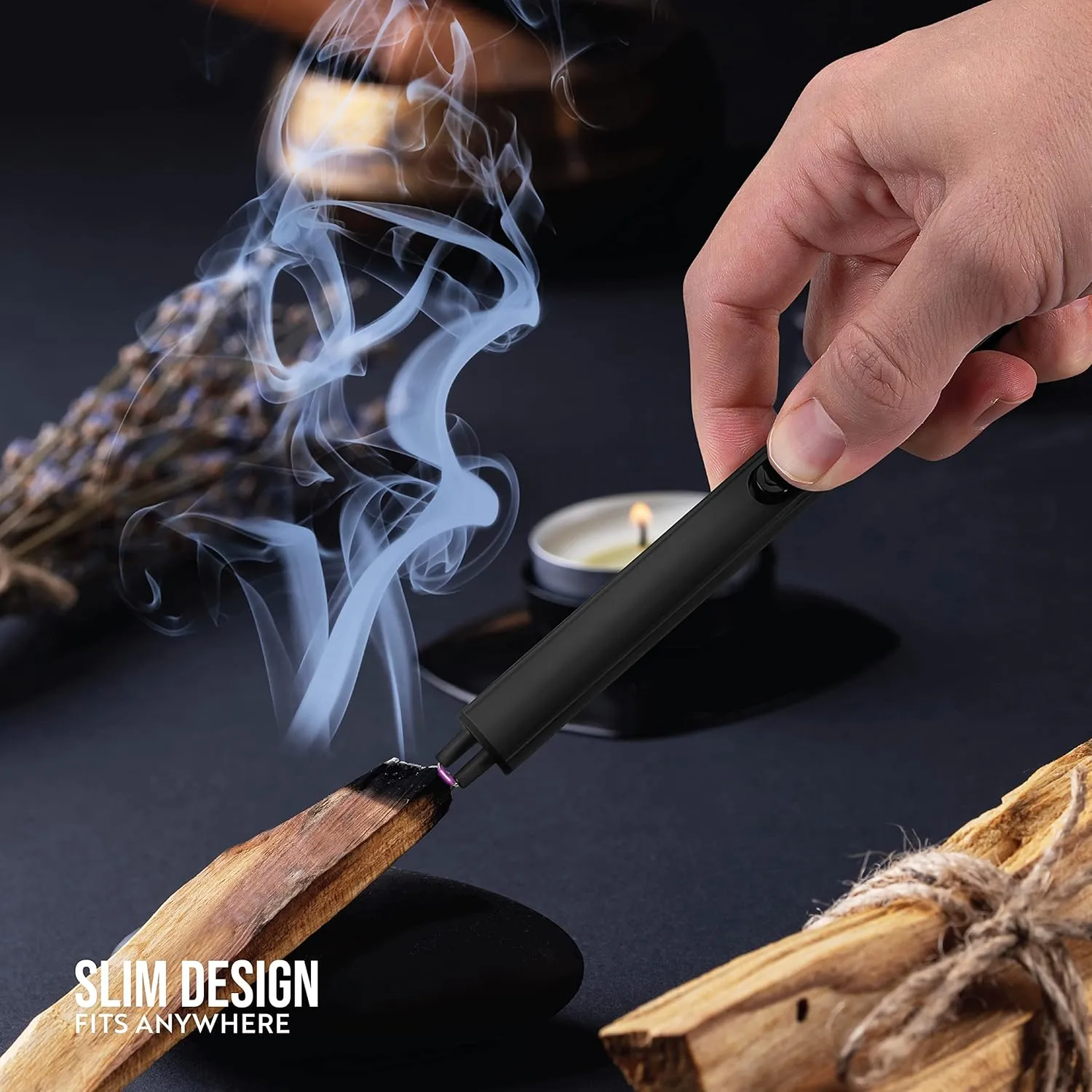 Avalanche Slim Arc Lighter Extra Reach Electric Lighter | Fuel-Free Rechargeable Lighter with USB for Indoor and Outdoor Use | Black