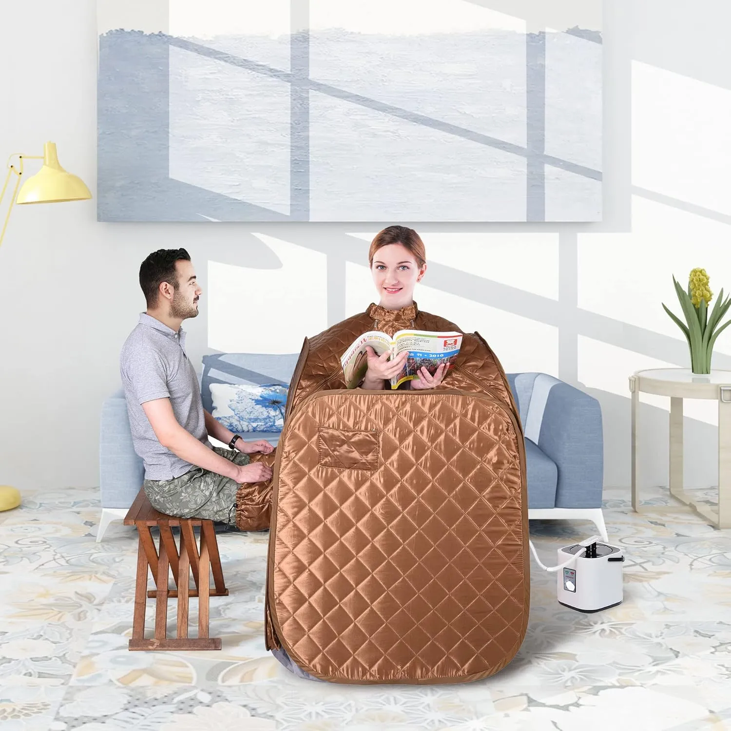 AW BYOOTIQUE 2L Portable Steam Sauna Spa Folding Tent Timer Fast Fold with Steam Generator for Home Relax Detox Therapy Personal Spa Home with Carry Bag