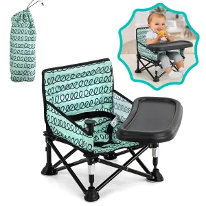 Baby Beach Chair, Babies Booster Seat for Kitchen Chair with Tray,Indoor/Outdoor Use (Green)