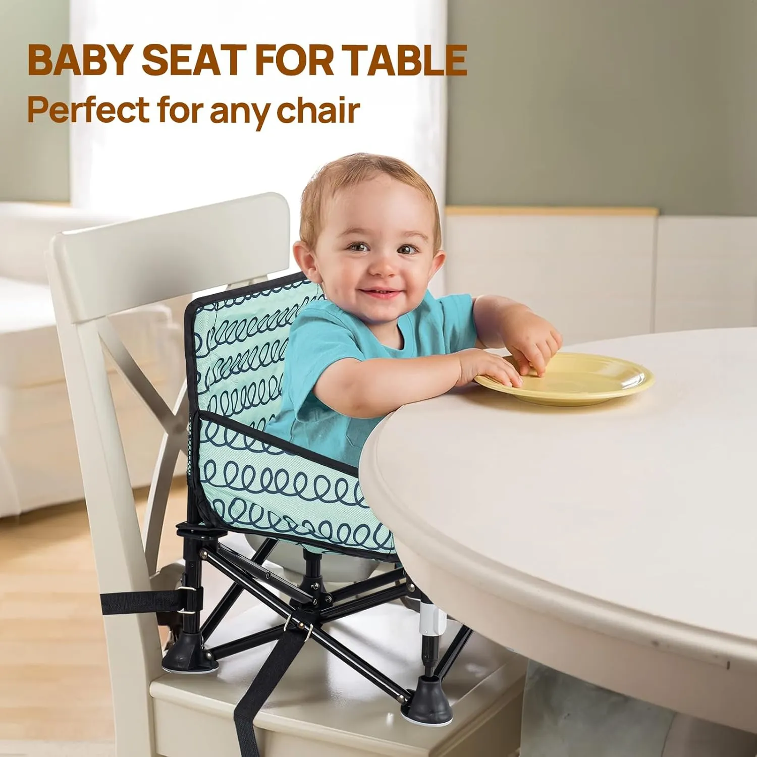 Baby Beach Chair, Babies Booster Seat for Kitchen Chair with Tray,Indoor/Outdoor Use (Green)