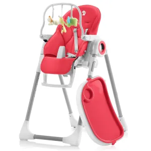 Baby High Chair Adjustable to 7 Different Heights - Foldable High Chairs for Babies and Toddlers - Silla para Comer de Bebe - Red