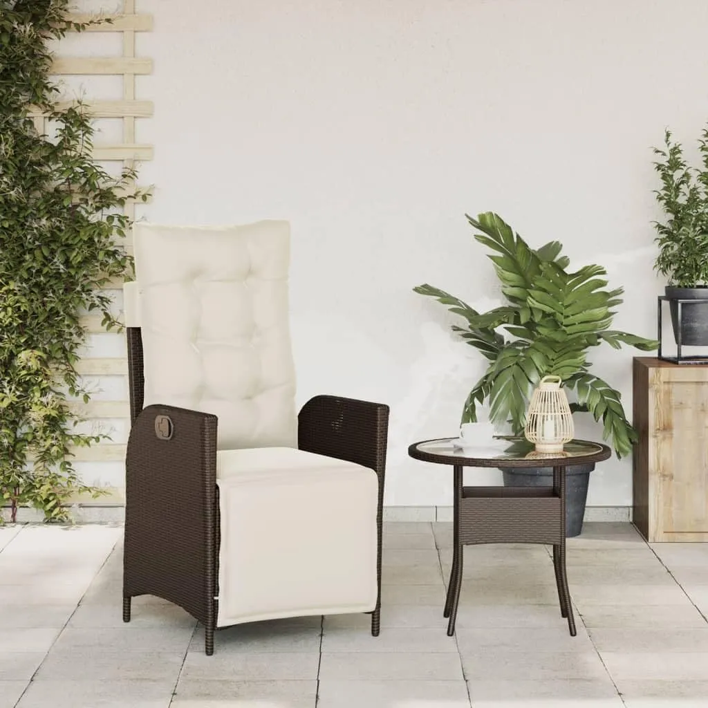 Backyard Chairs Camping Chair Outdoor Chairs Lounge Chair - Reclining Patio Chair with Footrest Brown Poly Rattan for Park Beaches Outside Terrace