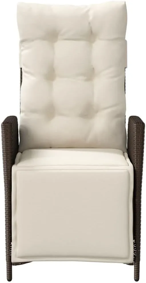 Backyard Chairs Camping Chair Outdoor Chairs Lounge Chair - Reclining Patio Chair with Footrest Brown Poly Rattan for Park Beaches Outside Terrace