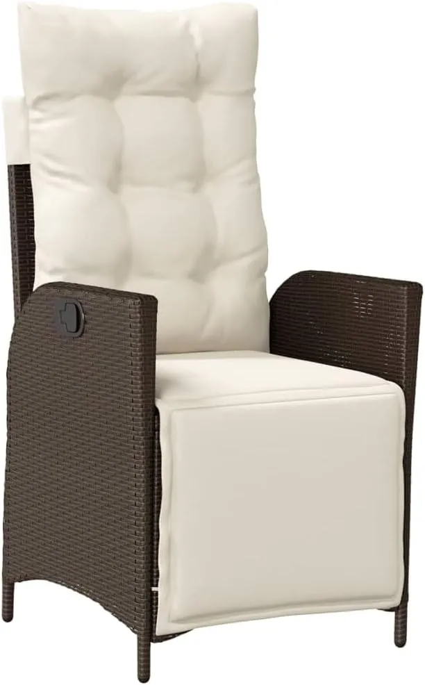 Backyard Chairs Camping Chair Outdoor Chairs Lounge Chair - Reclining Patio Chair with Footrest Brown Poly Rattan for Park Beaches Outside Terrace