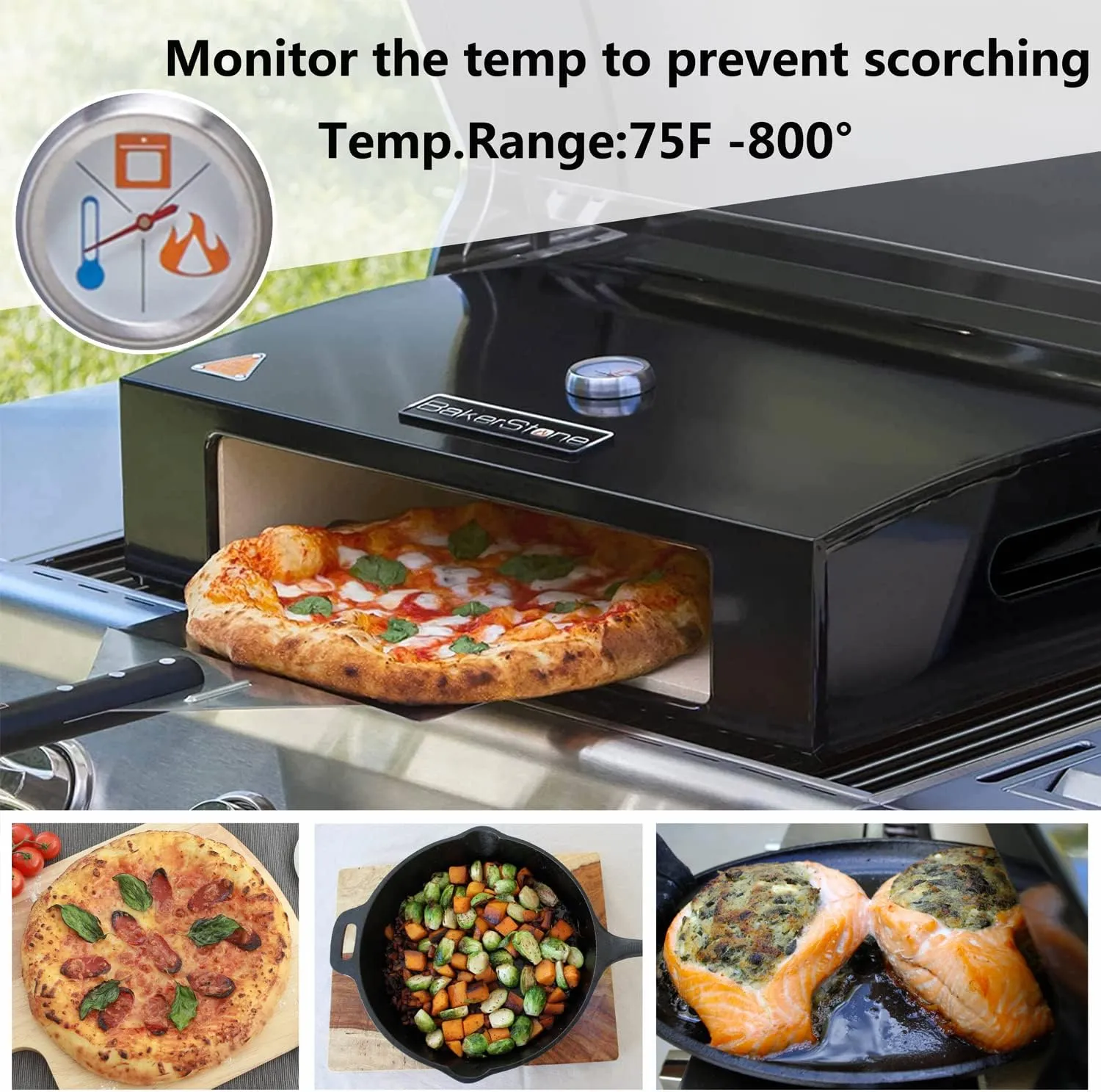 BakerStone Pizza Ovens for Grill Top Outdoor Pizza Oven Pizza Maker Portable Baking Oven with Dust Cover, Original Series