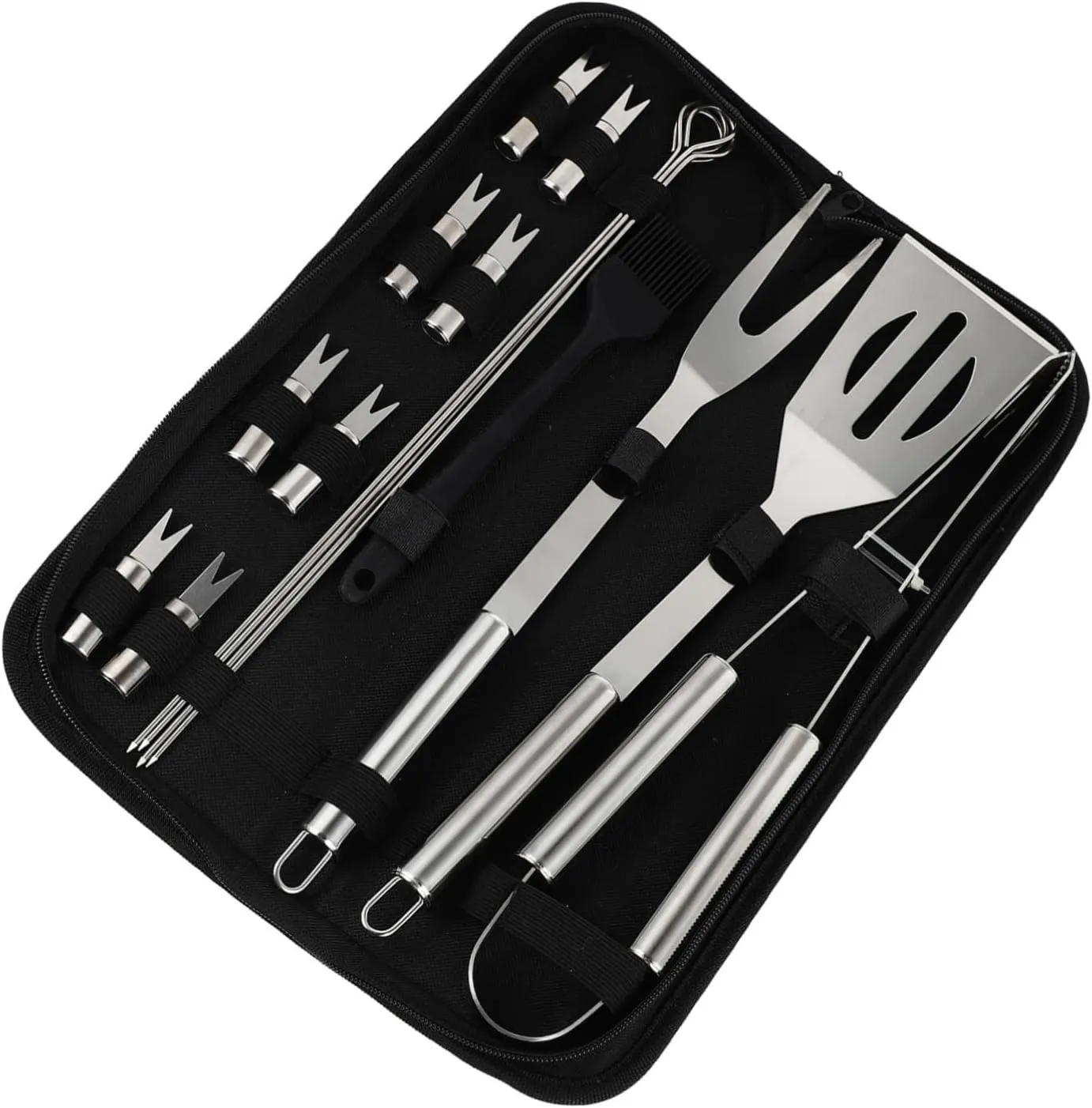 Balacoo 16pcs Barbecue Utensils Set Stainless Steel Grill Utensils Storage Bag for Outdoor and Home