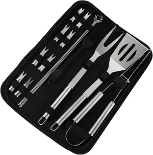 Balacoo 16pcs Barbecue Utensils Set Stainless Steel Grill Utensils Storage Bag for Outdoor and Home