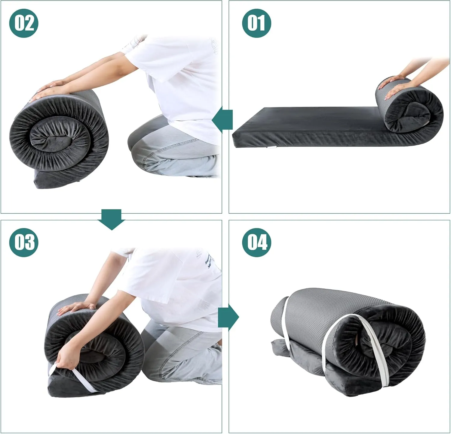 BALAPET Memory Foam Camping Mattress for Outdoor Sleeping, Porable 3" Thickness Roll Up Camping Mattress Pad Mat for Travel Truck Bed Tent