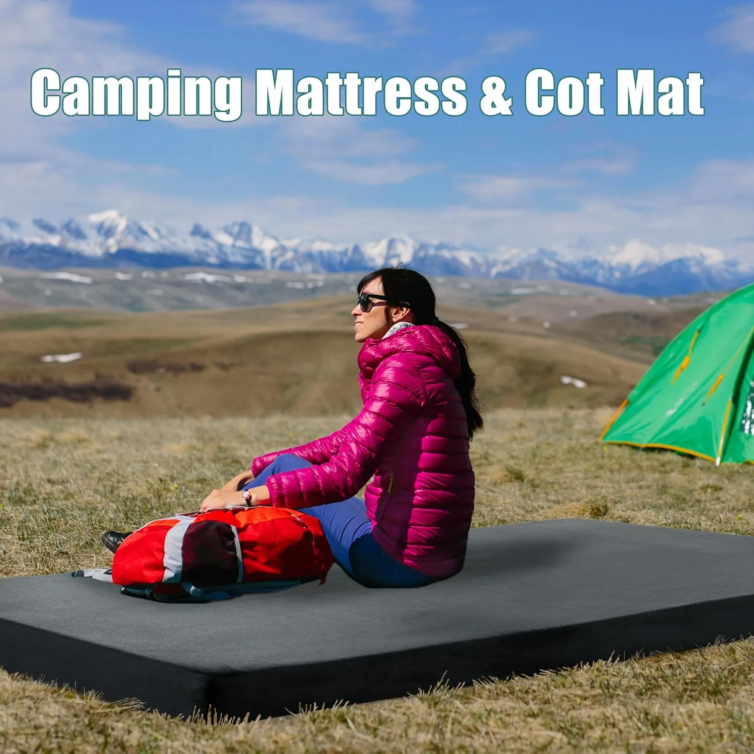 BALAPET Memory Foam Camping Mattress for Outdoor Sleeping, Porable 3" Thickness Roll Up Camping Mattress Pad Mat for Travel Truck Bed Tent