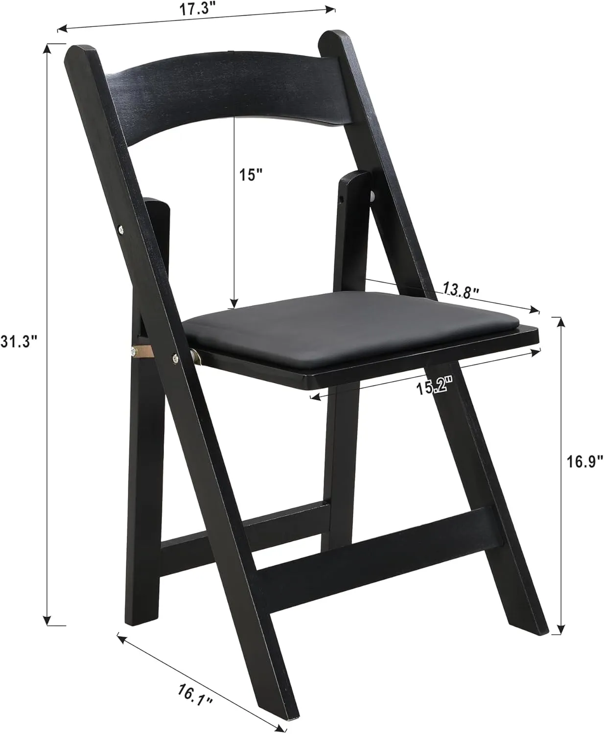 Ball & Cast Upholstered Folding Chair,4 Pack,Solid Wood Frame,16.9" Seat Height,Ergonomically Designed Back and Cushion,Easy Carry,No Assembly Required,for Kitchen,Restaurant,Black