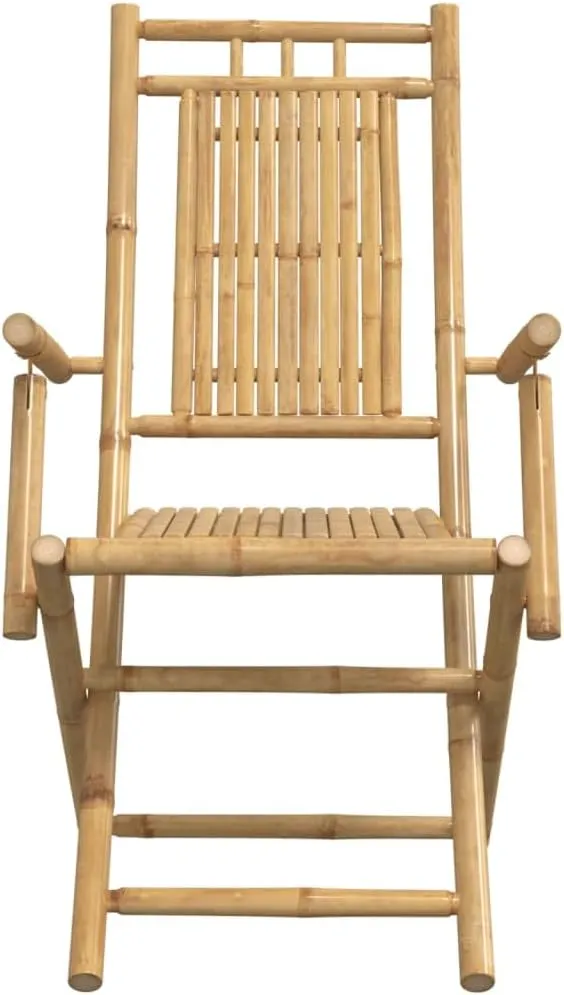 Bamboo Folding Patio Chairs 2-Pack 20.9"x26"x39" Outdoor Furniture Foldable Lounge Chairs with Armrests for Garden, Poolside, Camping, and Beach Use