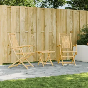 Bamboo Folding Patio Chairs 2-Pack 20.9"x26"x39" Outdoor Furniture Foldable Lounge Chairs with Armrests for Garden, Poolside, Camping, and Beach Use