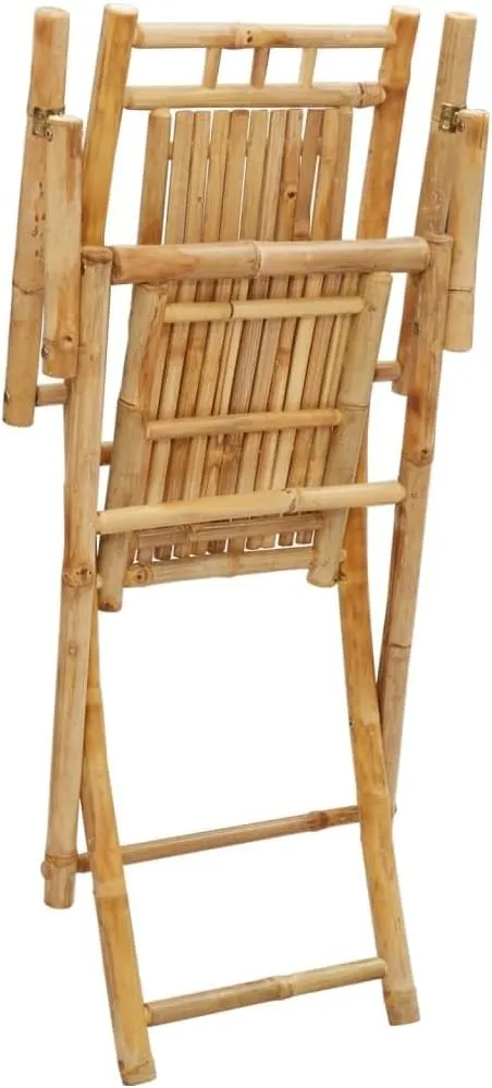 Bamboo Folding Patio Chairs 2-Pack 20.9"x26"x39" Outdoor Furniture Foldable Lounge Chairs with Armrests for Garden, Poolside, Camping, and Beach Use