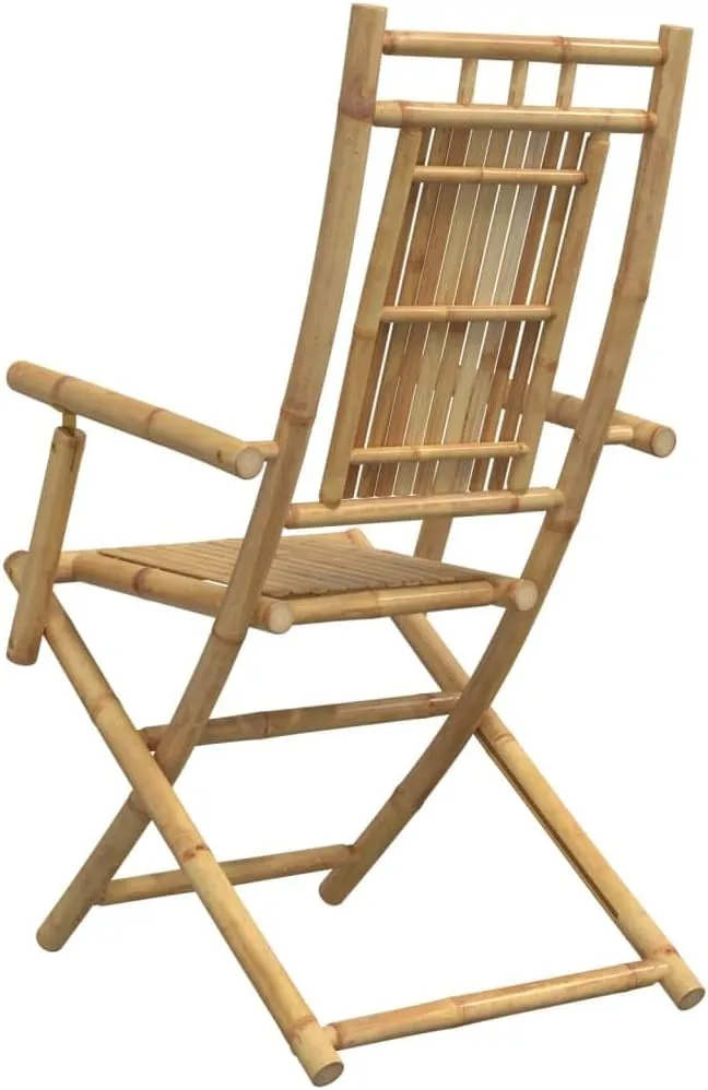Bamboo Folding Patio Chairs 2-Pack 20.9"x26"x39" Outdoor Furniture Foldable Lounge Chairs with Armrests for Garden, Poolside, Camping, and Beach Use