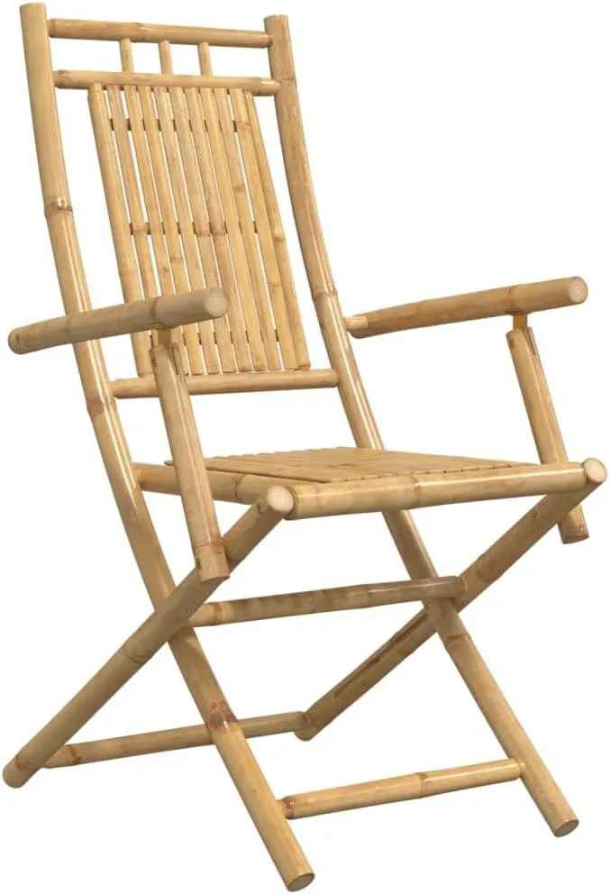 Bamboo Folding Patio Chairs 2-Pack 20.9"x26"x39" Outdoor Furniture Foldable Lounge Chairs with Armrests for Garden, Poolside, Camping, and Beach Use
