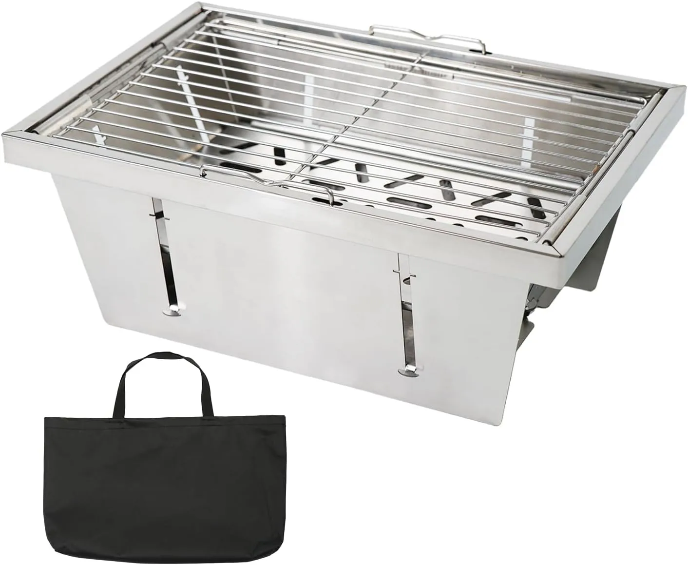Barbecue Charcoal Grill, Folding Stainless Steel Instant Setup Charcoal Grill For IGT Table, Portable BBQ Tool Kits For Outdoor Camping Hiking