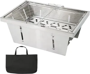 Barbecue Charcoal Grill, Folding Stainless Steel Instant Setup Charcoal Grill For IGT Table, Portable BBQ Tool Kits For Outdoor Camping Hiking