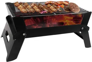 Barbecue Grill Charcoal Grill,Portable Barbecue Smoker Grill BBQ for Outdoor Cooking Camping Hiking Party-Black