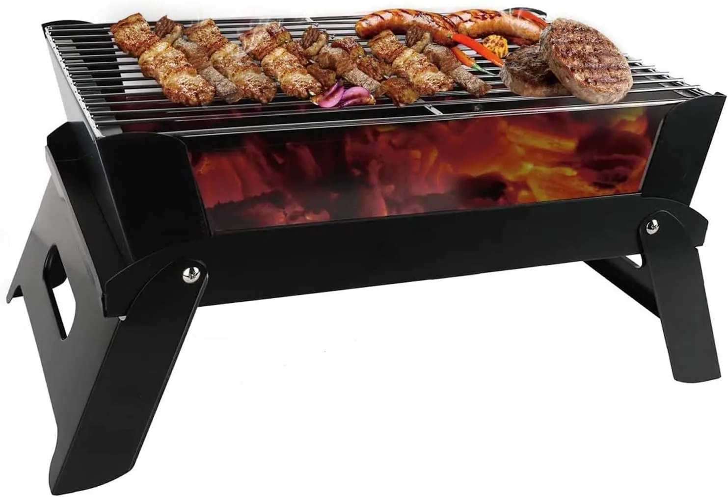 Barbecue Grill Charcoal Grill,Portable Barbecue Smoker Grill BBQ for Outdoor Cooking Camping Hiking Party-Black
