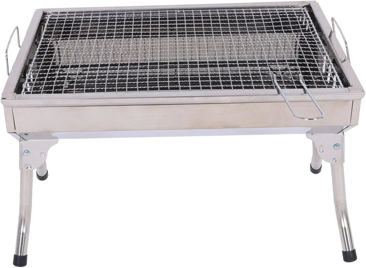Barbecue Grill, Foldable Portable Charcoal Grill 18.3x12.8x12.4" Stainless Steel BBQ Tabletop Smoker for Picnic, Garden, Terrace, Camping, Travel, Hiking Charcoal Grills BBQ