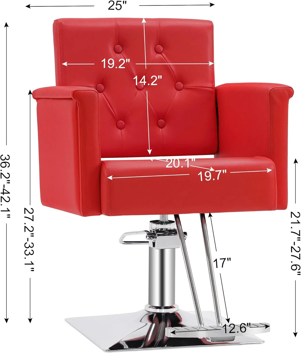 BarberPub Salon Chair for Hair Stylist,Classic Hydraulic Barber Styling Chair,Beauty Spa Salon Equipment 8811 (Red)