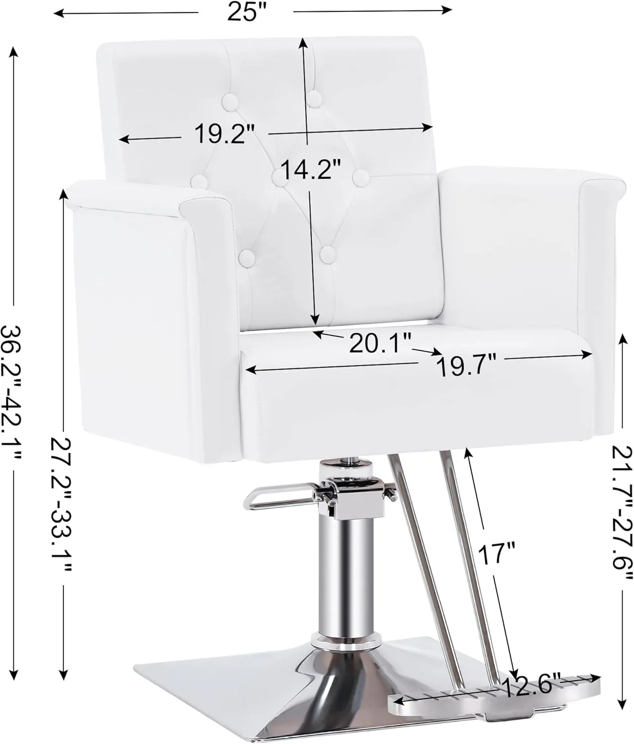 BarberPub Salon Chair for Hair Stylist,Classic Hydraulic Barber Styling Chair,Beauty Spa Salon Equipment 8811 (White)