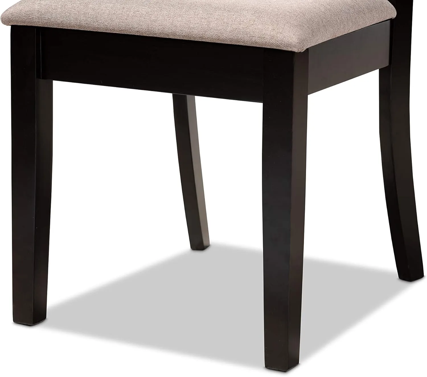 Baxton Studio Clarke Dining Chair Set - Sand Fabric Upholstered, Espresso Brown Wooden Finish - 4-Piece