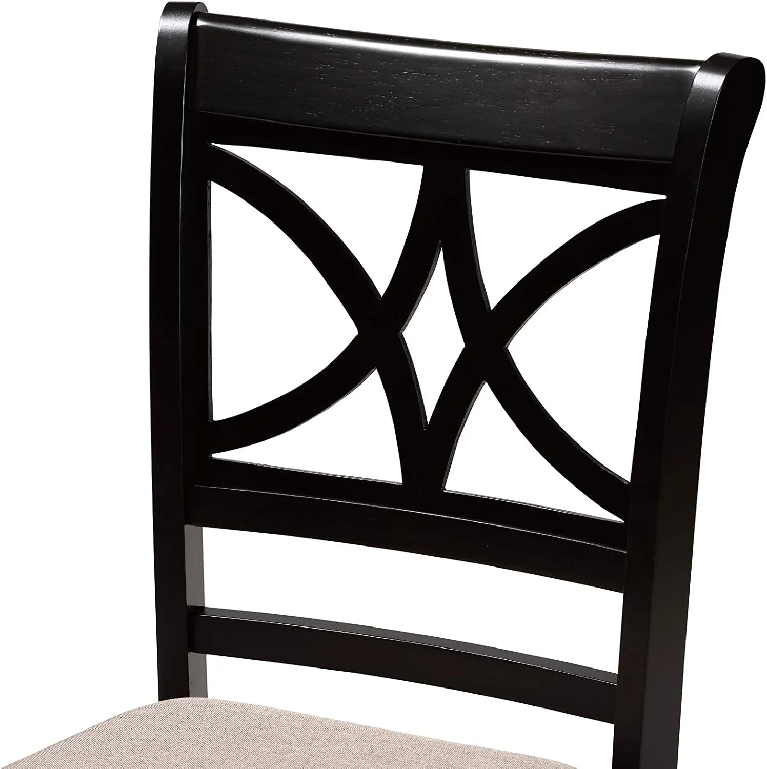 Baxton Studio Clarke Dining Chair Set - Sand Fabric Upholstered, Espresso Brown Wooden Finish - 4-Piece