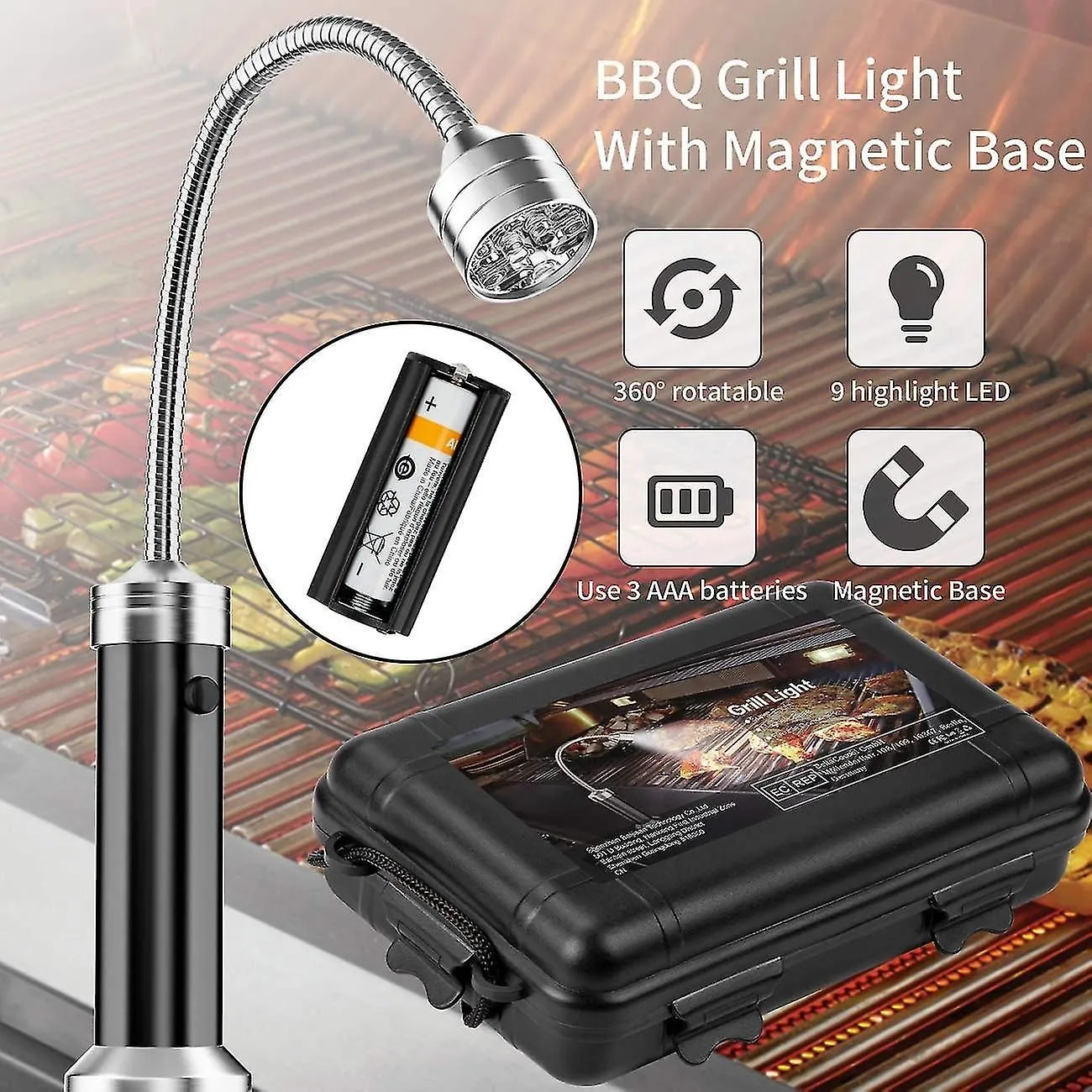 Bbq Grill Light Set Of 2 Led Bbq Grill Lights With Magnetic Base 360 Degree Rota