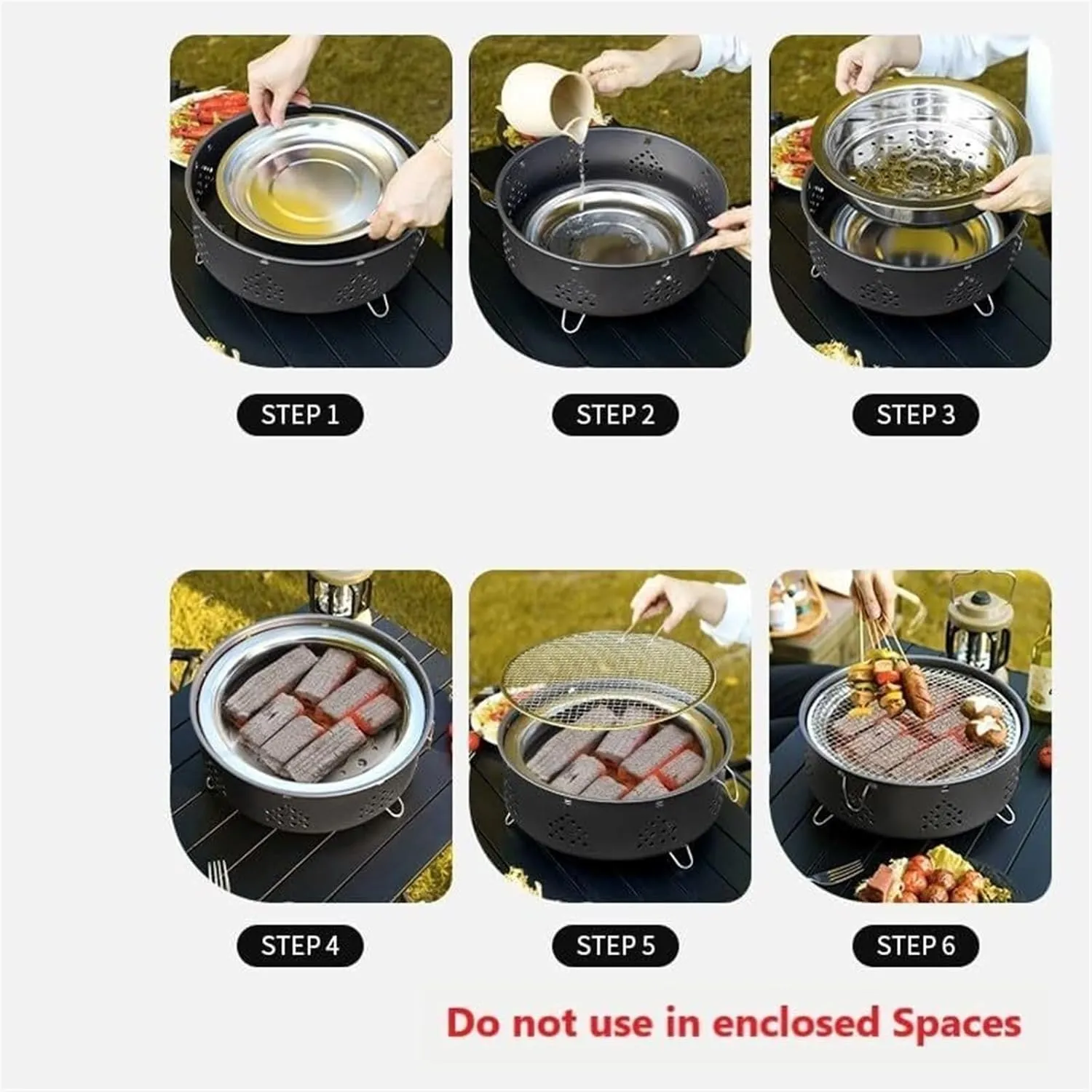 Bbq Grill Outdoor Charcoal Grill Portable Barbecue Grill For Travel Cooking Picnic Garden Camping Home