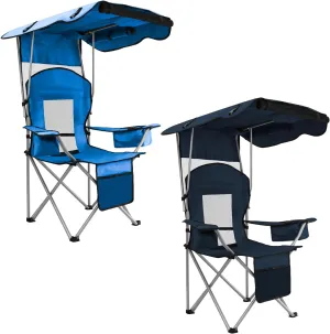 BDL Camping Chair with Canopy Shade Portable Folding Beach Chairs with Cooler, Mesh Backrest, Cup Holder, and Pocket for Camping, Fishing, Beach, and Sports,2 Pack
