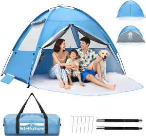 Beach Tent - Beach Tent Sun Shelter with UPF 50  UV Protection, Large Ventilated Space, Quick Setup, Collapsible Outdoor Tent for Family Beach Trips, Picnics & Camping