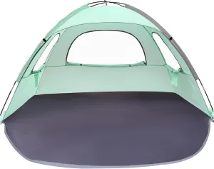 Beach Tent Sun Protection Ventilated Beach Tent Sun Shelter with 3 Window Lightweight ＆ Foldable Canopy Easy Setup Windproof Shade for 3 Persons 83x55x46 Inch