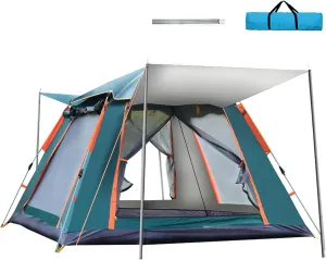 Beach Tent Sun Shade Shelter 3-4 Person Full-Automatic Quick-Opening Beach Camping Tent Rainproof Multi-Person Camping Four-Sided Tent,