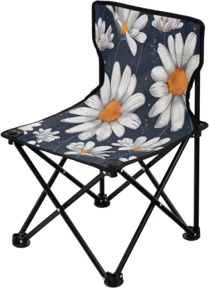 Beautiful Daisies Portable Outdoor Folding Chair Anti-Slip Padded Oxford Cloth Stool Camping Chair Small for Beach Hiking Fishing Gardening Quad Camp Chair