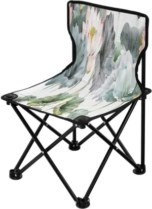Beautiful Flowers Portable Outdoor Folding Chair Anti-Slip Padded Oxford Cloth Stool Camping Chair Small for Beach Hiking Fishing Gardening Quad Camp Chair