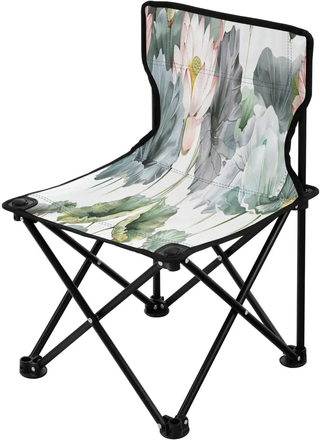 Beautiful Flowers Portable Outdoor Folding Chair Anti-Slip Padded Oxford Cloth Stool Camping Chair Small for Beach Hiking Fishing Gardening Quad Camp Chair