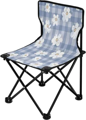 Beautiful White Flowers Portable Outdoor Folding Chair Anti-Slip Padded Oxford Cloth Stool Camping Chair Small for Beach Hiking Fishing Gardening Quad Camp Chair