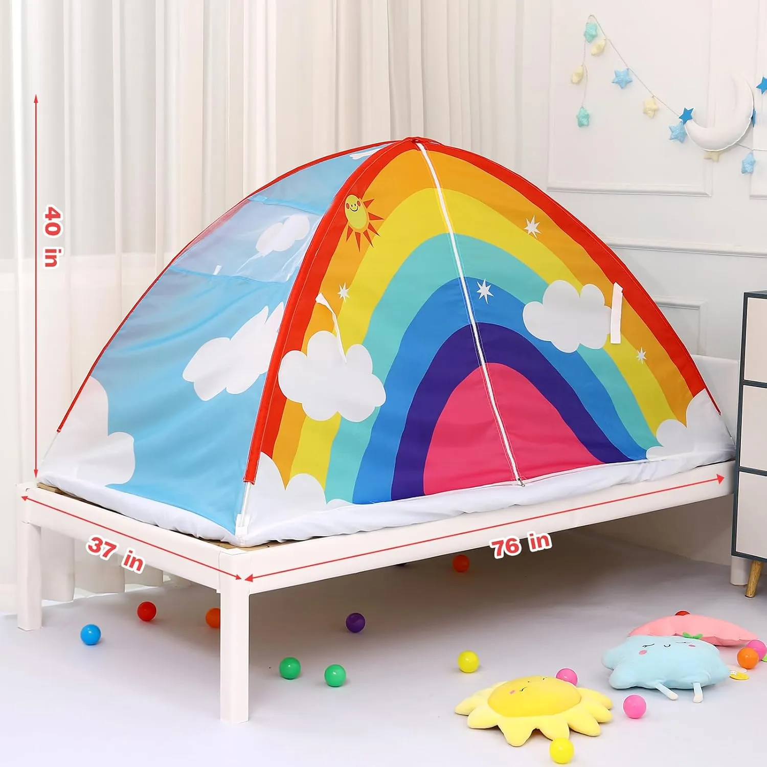 Bed Tent for Twin Kid Play Tent for Boy and Girl Easy Set-Up Magic Playhouse
